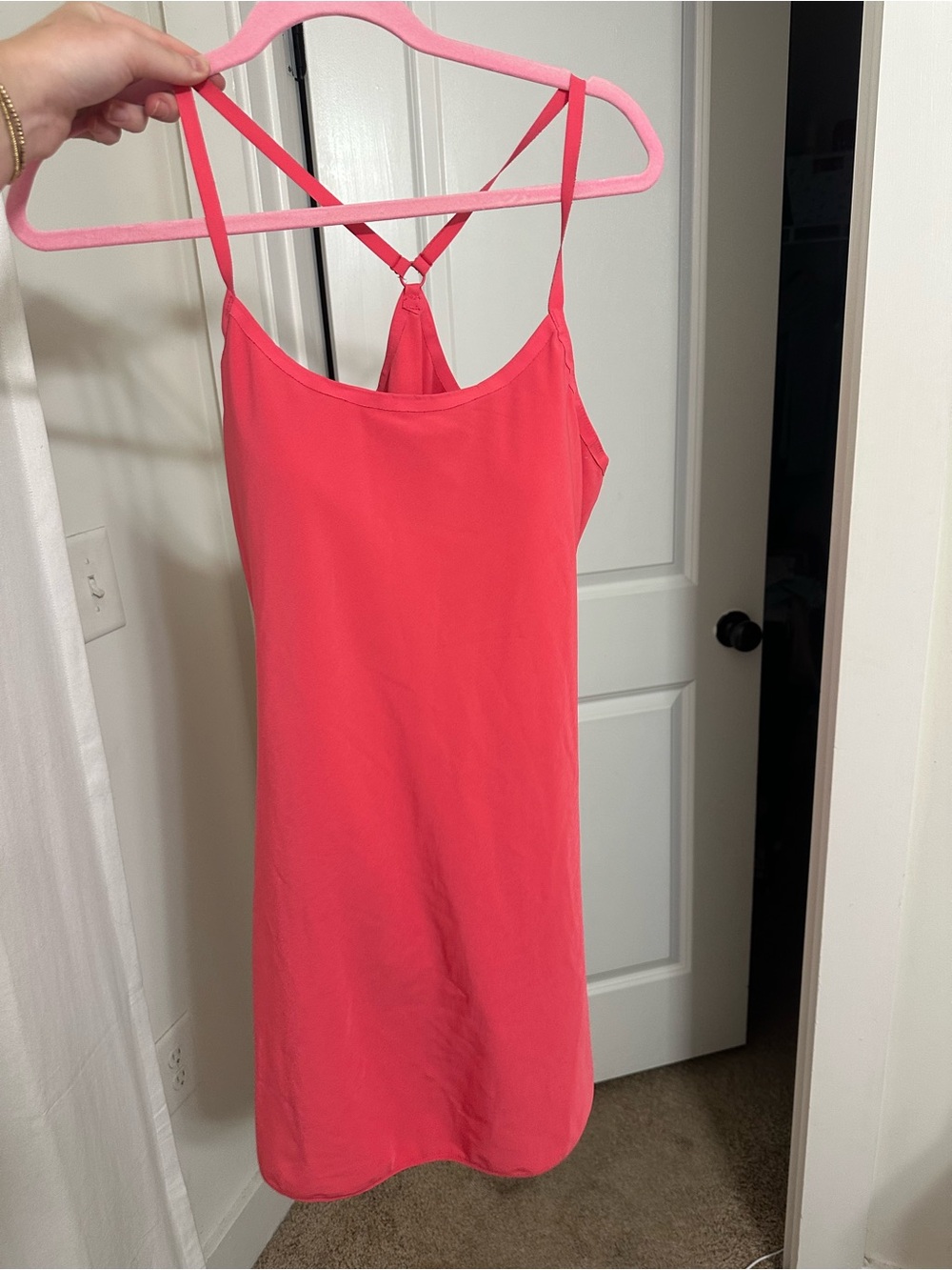 Chiffon Strappy Mini Dress in Coral Pink